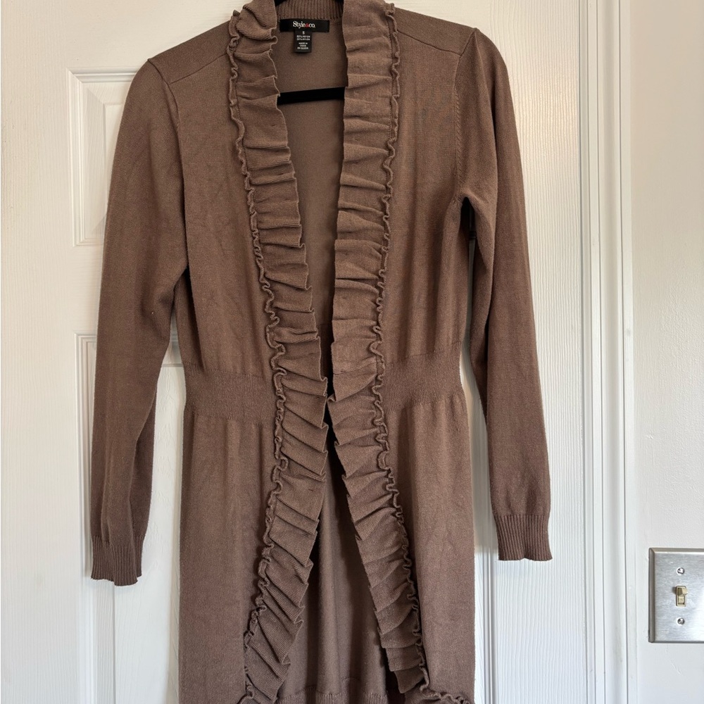 Brown Ruffled Cardigan
